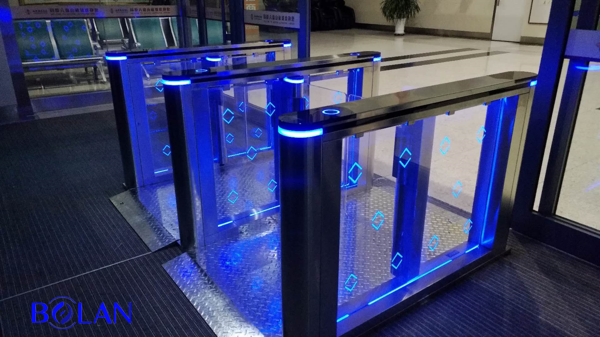 Swing gate barrier with LED light