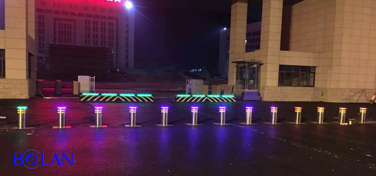 Rising bollard with LED light